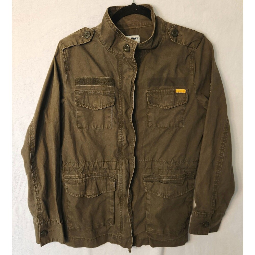 Old Navy Women's Sz M Canvas Utility Field Military Jacket Olive Green Workwear